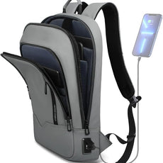 hk Backpack for Men Business Slim Backpack with USB Charger Computer Lightweight Anti-theft Travel Backpacks 15.6 inch Water Resistant Laptop Bag for Work Office College-Grey
