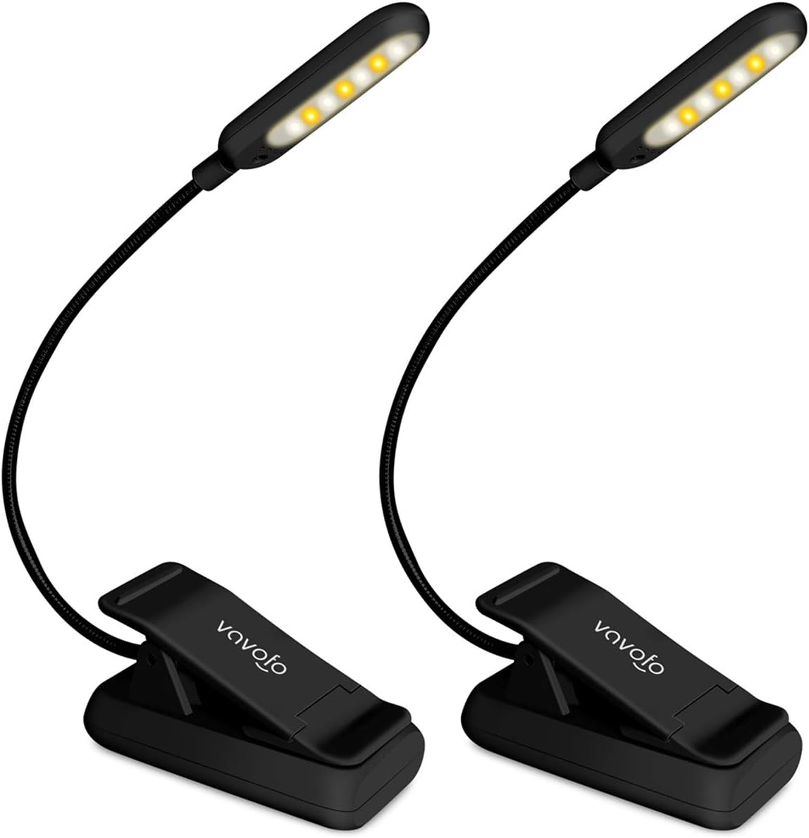 VAVOFO Clip On Book Light for Bed Kids, 7 LED Reading Light with 9-Level Warm Cool White Daylight, Eye Care Lamp with Power Indicator for Bookworms (Blue) Dormly