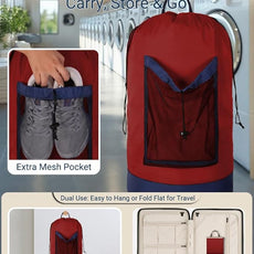Laundry Bag with Shoulder Straps and Mesh Pocket Laundry Backpack Large Portable Laundry Hamper for College Laundromat Apartment