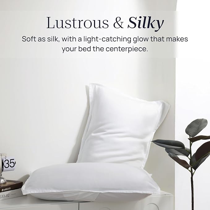 King Size Sheets Set 100% Tencel Lyocell | Deep Soft, Silky Full Sheets of Cooling Bed Sheets for Hot Sleepers | Hotel Collection Style Luxury Bedding | Frost