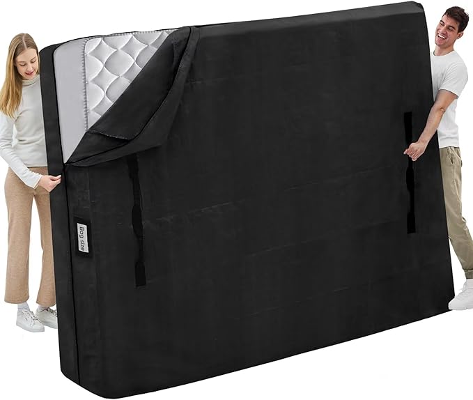 Mattress Bags for Moving and Storage, BETU Twin Mattress Protector Waterproof Mattress Cover with 8 Heavy Duty Handles and Zipper Extra Thick Moving Supplies for Dorm Bed (2 Pack:77x42x13.5 Black)