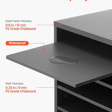 VEVOR Literature Organizer, 5 Compartments Office Mailbox with Adjustable Shelves, Wooden Mailbox Sorter Medium Density Fiberboard Office Home Classroom Storage for Files, Documents, Papers, Grey