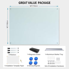 Magnetic Glass Dry Erase White Board Whiteboard Glass Writeboard 40