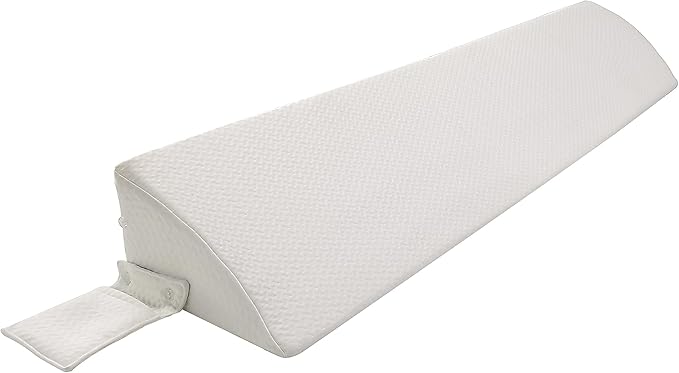 Bed Wedge Pillow for Headboard Gap Bed Mattress Gap Filler (0-8") Between Headboard/Wall and Mattress White Queen Size Foam Support Triangle Bloster Pillow Stoppers with 2 Pockets