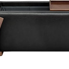 CHITA Storage Ottoman with Tray Lids, FSC Certified Small Rectangular Bench for Living Room, Bedroom, Faux Leather in Black (Light)