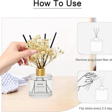 Reed Diffuser Set of 3 Pack,50ML Vanilla Clean Linen Lavender Scented Oil Diffuser with 5 Sticks,Home Fragrance Reed Diffuser for Bedroom Bathroom Office (Vanilla/Clean Linen/Lavender)