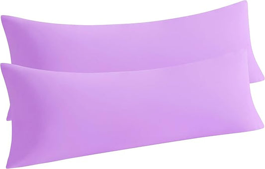 NTBAY Body Pillow Cases Set, 2 Pack Brushed Microfiber 20x54 Inches, Soft, Wrinkle, Fade, Stain Resistant Light Purple Pillow Cases with Envelope Closure