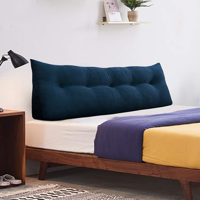 WOWMAX Triangular Headboard Pillow Twin Bed Wedge Pillow for Headboard Large Bolster Pillow for Bed Wedge Pillow Headboard Daybed Pillows with Removable Cover, Corduroy(100% Cotton)