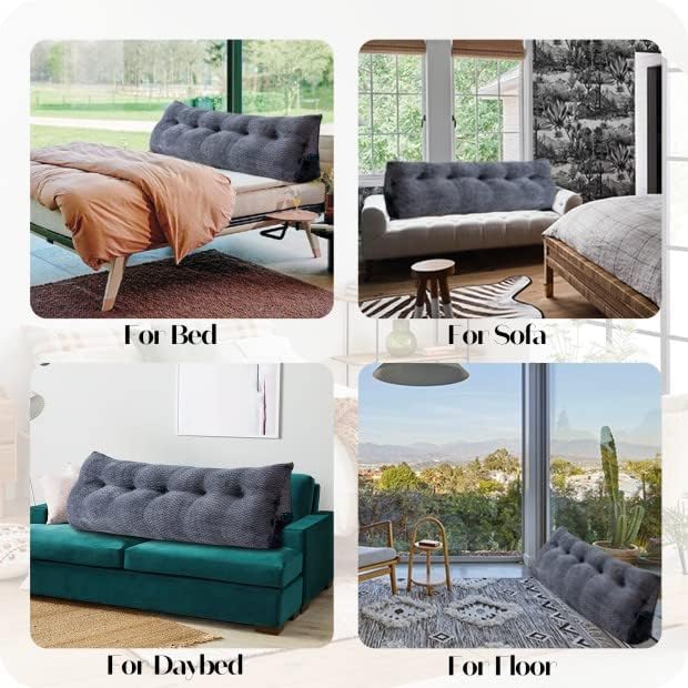 Large Bolster Triangular Headboard Wedge Backrest Positioning Support Bed Rest Reading Pillows Headboard Wedge Pillows for Day Bed with Removable Cover