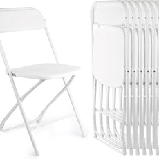 8 Pack White Folding Chairs, Portable Stackable Commercial Foldable Chair, Indoor Outdoor Plastic Folding Chair for Events/Office/Home/Wedding/Party, 400lbs Capacity