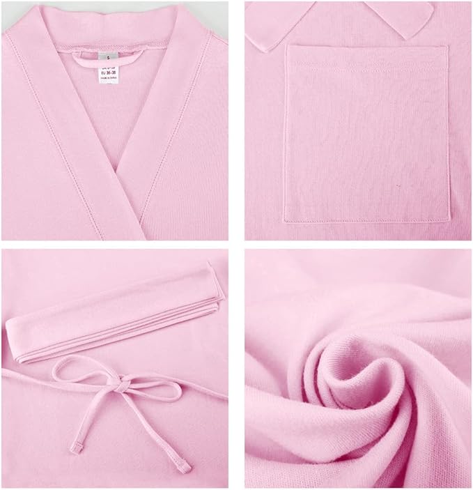 U2SKIIN Womens Robes, 100% Cotton Lightweight Robes 3/4 Sleeves Kimono Knit Soft Loungewear Short Bathrobe