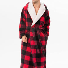 DAVID ARCHY Men's Hooded Robe Soft Coral Fleece Microfiber Bathrobe