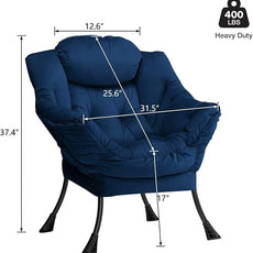 HollyHOME Lazy Chair with Armrest and Side Pocket, Comfy Accent Lounge Chair,Leisure Sofa Armchair for Living Room, Bedroom, Dorm, or Small Spaces, Oversized Reading Sofa Chair,Velvet Royal Blue