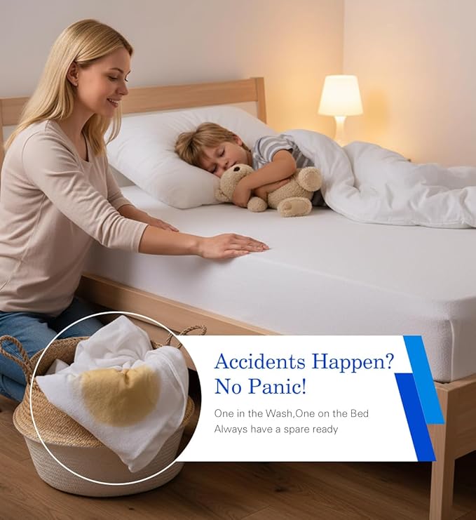2 Pack Queen Mattress Protector,Mattress Cover Queen Size Bed,Waterproof Mattress Protector Queen Size Noiseless Mattress Cover Soft Breathable Terry for Pets Kids Adults 60" x 80"