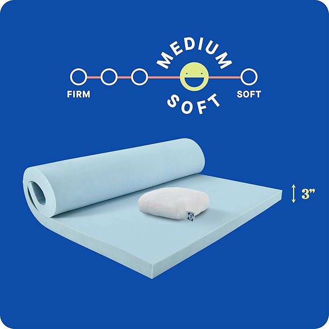 Sealy Dreamlife 3” Gel Memory Foam Queen Mattress Topper with Cooling Cover, SealyComfort Gel Foam, SealyCool Stretch Knit Cover with Corner Straps