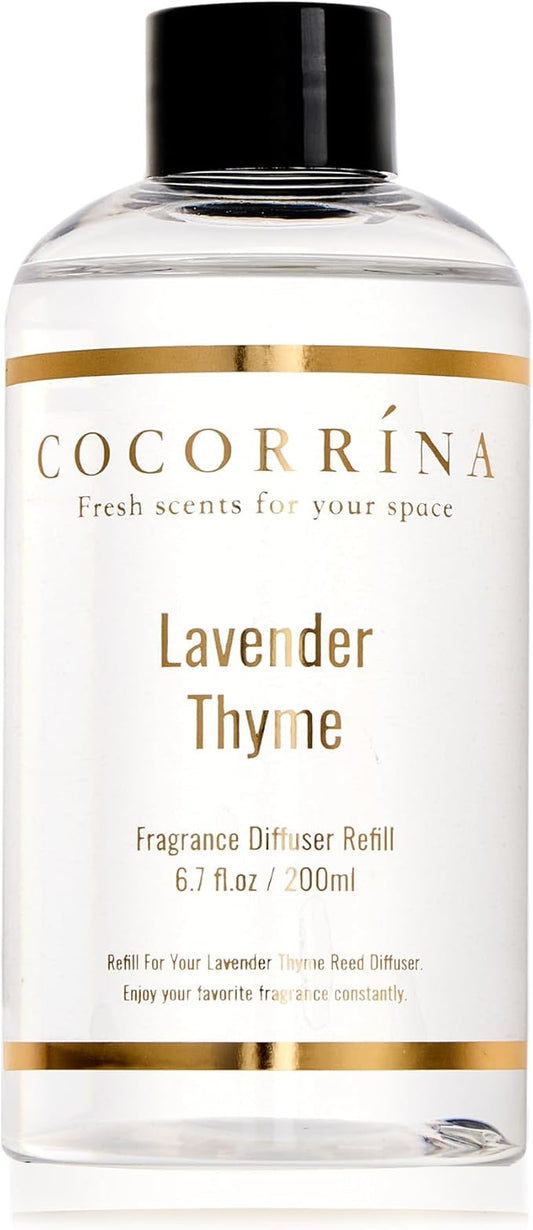 COCORRÍNA Refill- Lavender Thyme 6.7 Fl.oz Reed Diffuser Refill with 8 Sticks