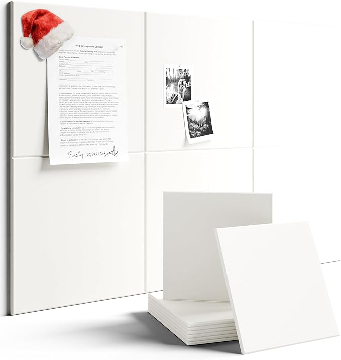Large Felt Bulletin Board 36" x 24" Cork Board Alternative-6 Pack with 40 Safe Removable Adhesive Tabs, Cork Boards for Walls Cork Board for Home Office Classroom Pin Board - Milky White