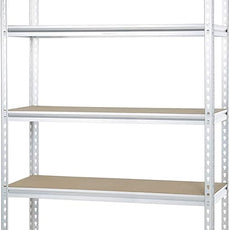 Amazon Basics 5-Tier Medium Duty Storage Shelving Single Post Press Board Shelf - 48 x 18 x 72 Inches, Aluminum