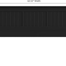 Serene Solid Wood Window-Pane Panel Headboard – Easy Assembly, Casual Coastal Style – Queen Size in Black