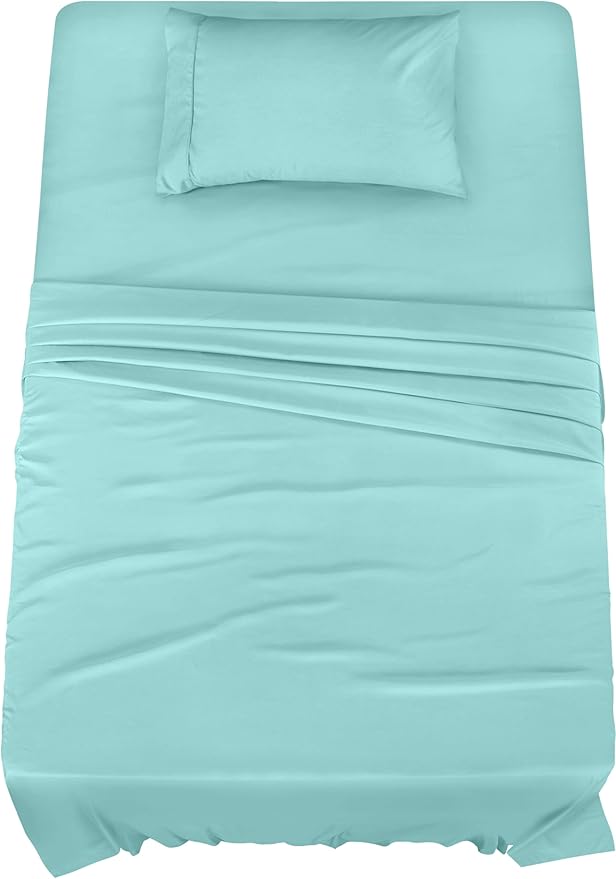 Utopia Bedding Twin Bed Sheets Set - 3 Piece Bedding - Brushed Microfiber - Shrinkage and Fade Resistant - Easy Care (Twin, Spa Blue)