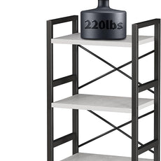 Homeiju Bookshelf, 3 Tier Industrial Bookcase, Metal Small Bookcase, Rustic Etagere Book Shelf Storage Organizer for Living Room, Bedroom, and Home Office(White) Patent Pending D29873033
