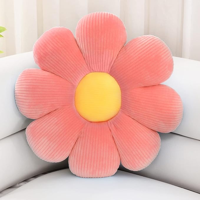 Sioloc Flower Shaped Throw Pillow - Butt Cushion & Floor Pillow, Seating Cushion, Cute Room Decor & Plush Pillow for Bedroom, Sofa, Chair (Red, 29.5'')