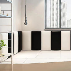 3D Anti-Collision Wall Padding, Peel & Stick Upholstered Panels, Queen Headboard, Playroom Decorative Protection, Pack of 2 Panels - 23.6' X 11.8' (Black)