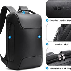 BANGE Genuine Leather Laptop Backpack Fits 15.6 Inch,Anti Theft Business Back Pack with TSA Lock, Office Work Backpack with USB3.0 Charging Port for Men and Women…
