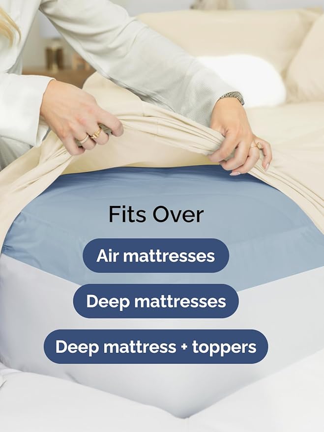 Extra Deep Pocket Queen Sheet Set - 4 Piece Breathable & Cooling Bed Sheets - Hotel Luxury Sheet Set - Soft, Wrinkle Free and Comfy - Easily Fits Extra Deep Mattresses - Deep Pocket Off White Sheets
