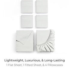 Mellanni King Sheet Set - 6-Piece Iconic Collection Bedding, (Including 4 Pillowcases), 21-Inch Extra Deep Pocket, Easy Care, Ultra Soft, Cooling Sheets, Brushed Microfiber - Ivory