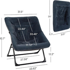 Comfy Saucer Chair for Adults, Set of 2, Soft Faux Fur Bedroom Chair, Accent Dorm Chairs, Flexible Living Room Reading Chairs, Oversized Folding Lounge Seat for Teens, X-Large, Navy Blue