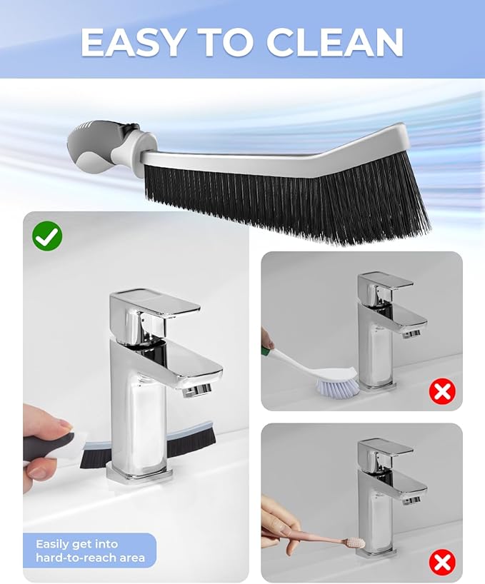 Crevice Cleaning Brushes, Scrub Brush for Hard to Reach Small Space, Home Essentials, Cleaning Supplies, Cleaning Tools for Household Use, Bathroom, Shower, Kitchen, Toilet, Window (3, Blue)