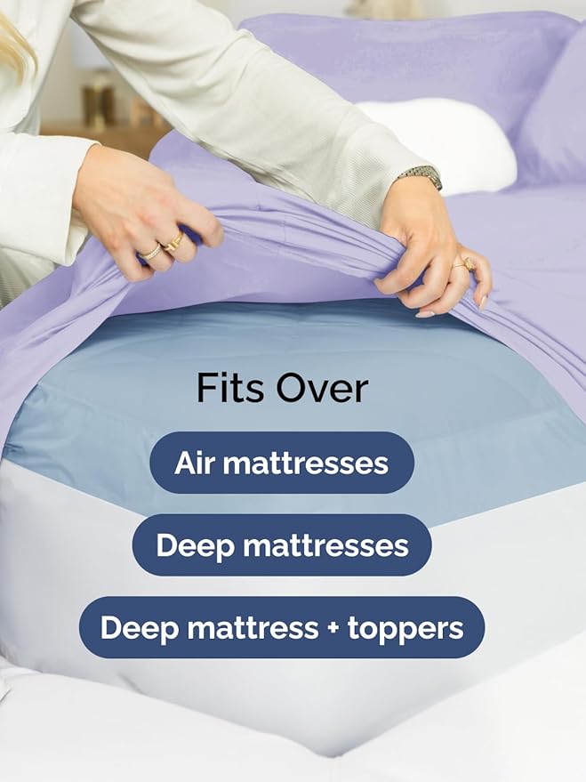 Extra Deep Pocket Twin XL Sheets - 3 Piece Breathable & Cooling Bed Sheets - Hotel Luxury Bed Sheet Set - Soft, Wrinkle Free & Comfy - Easily Fits Extra Deep Mattresses - Deep Pocket Lavender Sheets