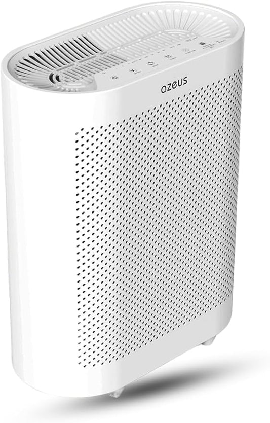 Azeus FS32 True HEPA Air Purifier for Large Rooms, White, High CADR 400m³/h, Smoke Dust Pet Dander Removal, Auto Mode with Air Quality Sensor