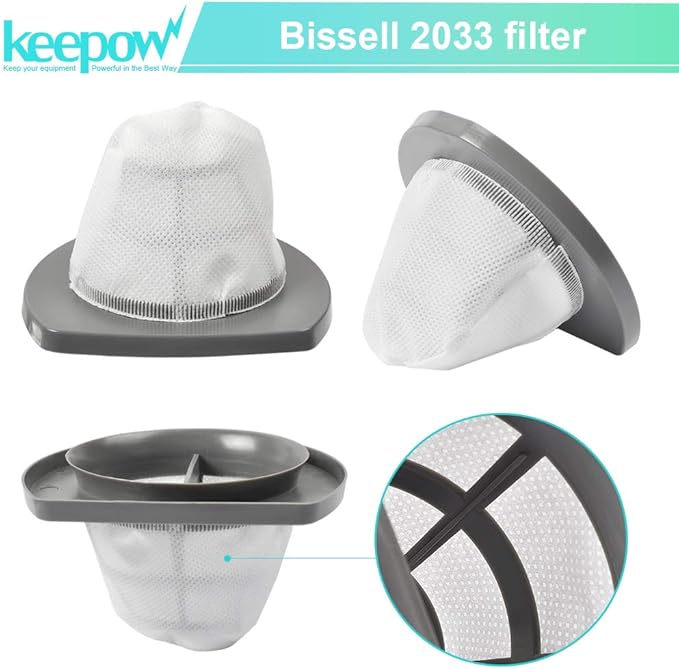 KEEPOW 2033 Vacuum Filter Compatible with Bissell Featherweight Stick Lightweight Bagless Vacuum 2033, 20331, 20333, 20336, 20339, 2033M (8 PACK)