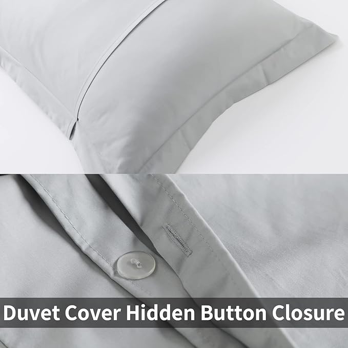 Twin/Twin-XL Duvet Cover Set,100% Egyptian Cotton 2Pcs Bedding Set-1 Duvet Cover(No Insert) with 1 PillowSham,400 Thread Count Super Soft Cover with Corner Ties(Twin/Twin-XL 68x90 Inches, Gray)