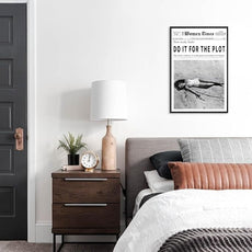 Vintage Women Times Do It for The Plot Wall Art Trendy Black and White Canvas Print Poster Vintage Woman Times Newspaper Prints Beachy Hot Girl Wall Decor for Bar Cart Girls Dorm Bedroom 16x24inch black framed