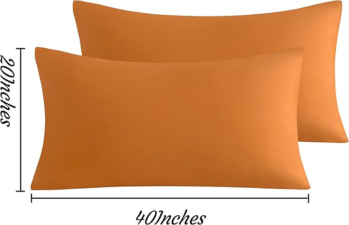 NTBAY King Pillow Cases Set of 2, 2 Pack Brushed Microfiber 20x40 Pillow Cases, Soft, Wrinkle, Fade, Stain Resistant Pale Orange Pillow Cases with Envelope Closure, 20x40 Inches, Pale Orange