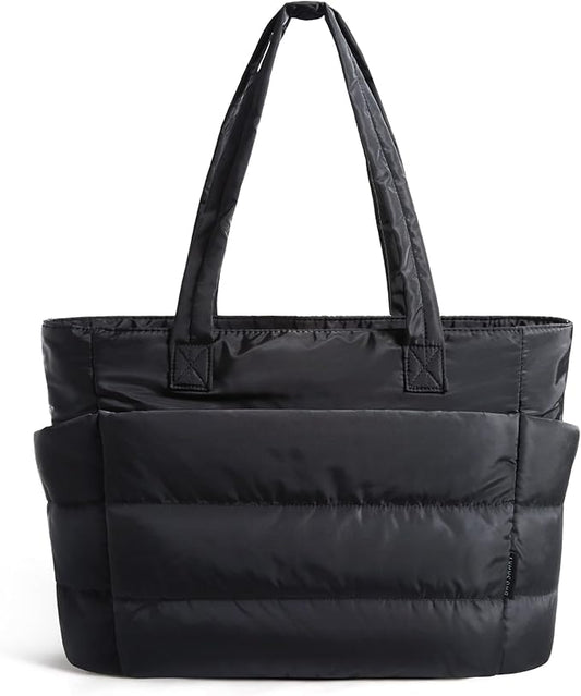 BAGSMART Tote Bag for Women, Lightweight Puffy Tote Bag with Compartments Shoulder Bag Handbag for Travel, Work, Gym