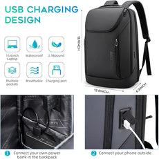 BANGE Business Smart Backpack Waterproof fit 15.6 Inch Laptop Backpack with USB Charging Port,Travel Durable Backpack