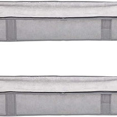 Amazon Basics Under Bed Fabric Zipper Blanket Storage Container Bags with Window and Handles, 2-Pack, 18 x 42 x 6 inches, Gray
