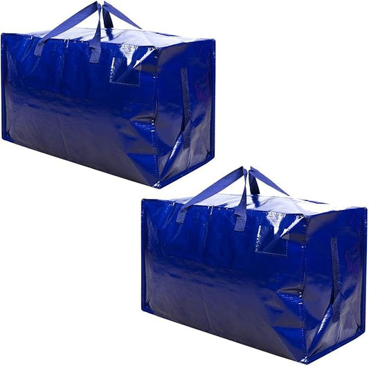 VENO 2 Pack Moving Bags and Large Christmas Decoration Storage Bins with lids. Alternative to Moving Boxes, Packing Supplies for College. Heavy Duty Totes (Blue, 2 Pack)