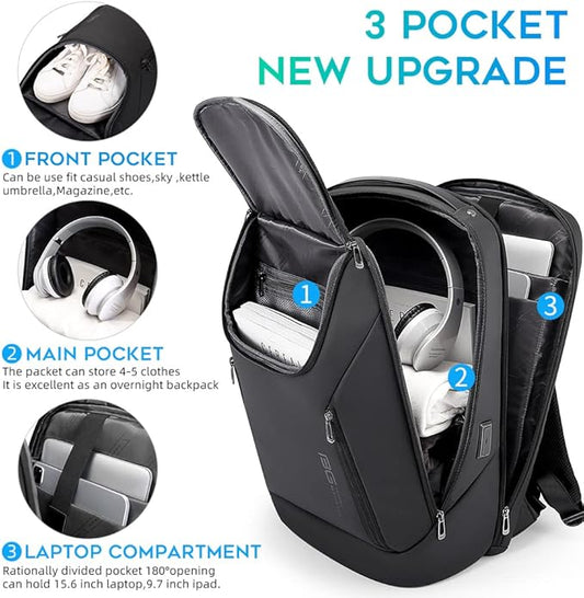 BANGE Business Smart Backpack Waterproof fit 15.6 Inch Laptop Backpack with USB Charging Port,Travel Durable Backpack