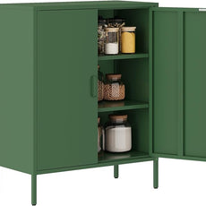 Green Metal Cabinet，Bathroom Floor Storage Cabinet,40