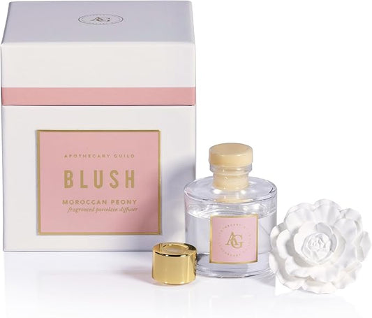 Zodax Blush Porcelain Oil Diffuser, 1.69 oz - Moroccan Peony