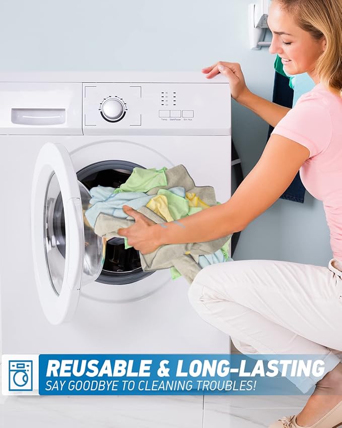 Microfiber Cleaning Cloth-24Pcs (13x13 inch) Ultra Soft Highly Absorbent Rags for Housekeeping-Machine Wash (Black)