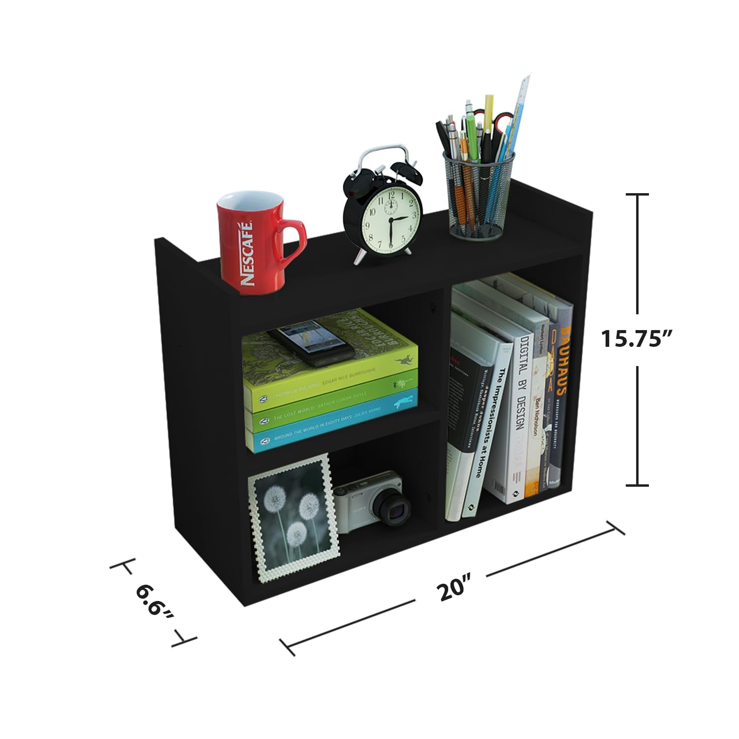Jerry & Maggie Desktop Organizer Office Storage Rack Adjustable Wood Display Shelf Free Style Double H, Multi-Functional Mini Bookshelf for Desk Natural Stand (Violet) Dormly