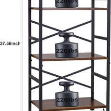 3-Tier Small Bookshelf, Industrial Metal & MDF Bookcase, X-Brace Stable Shelving for Small Spaces, Adjustable Feet, Easy Assembly, 27.6