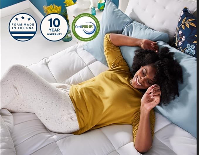 Sleep Innovations Dual Layer 4 Inch Memory Foam Mattress Topper, Queen Size, Ultra Soft Support, 3 Inch Cooling Gel Memory Foam Plus 1 Inch Fluffy Pillow Top Cover