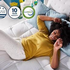 Sleep Innovations Cooling Comfort Gel Memory Foam Dual Layer Mattress Topper, 4 Inch, King Size, Pillow Top Cover